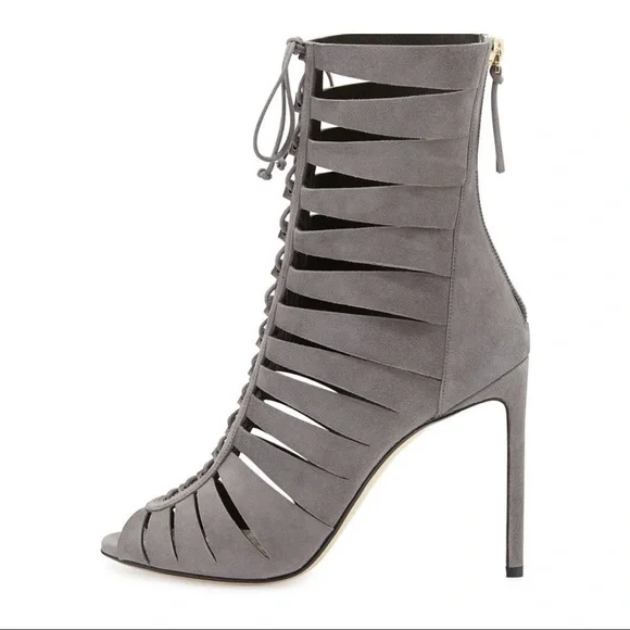 Francesco Russo Lace Up Suede Heels - Picture 2 of 7